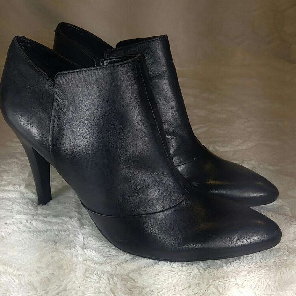 Nine West Heeled Booties-Black Leather